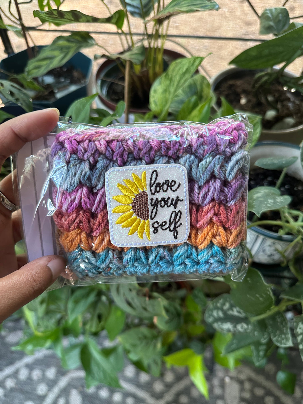 Love Yourself Sunflower Cup Cozy