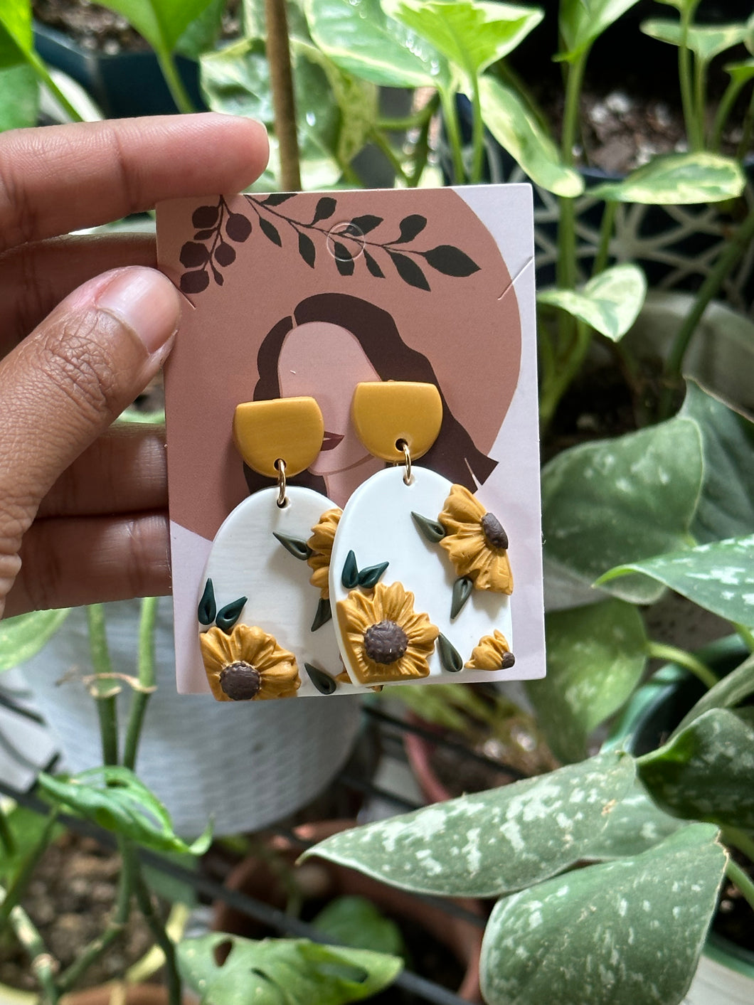 Copy of Sunflower Polymer Clay Earrings - Arch Style