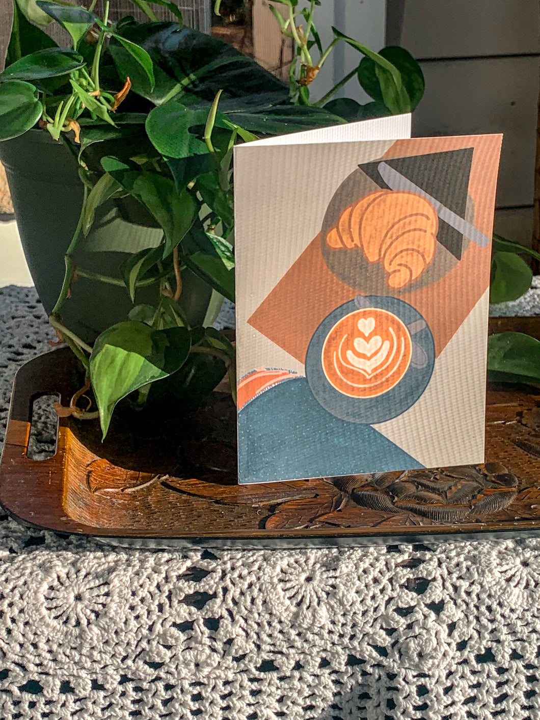 Croissant and Coffee Greeting Card