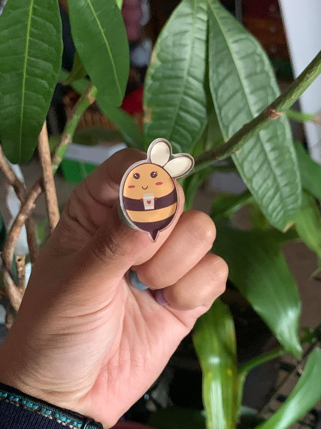 Acrylic Bee Coffee Pin